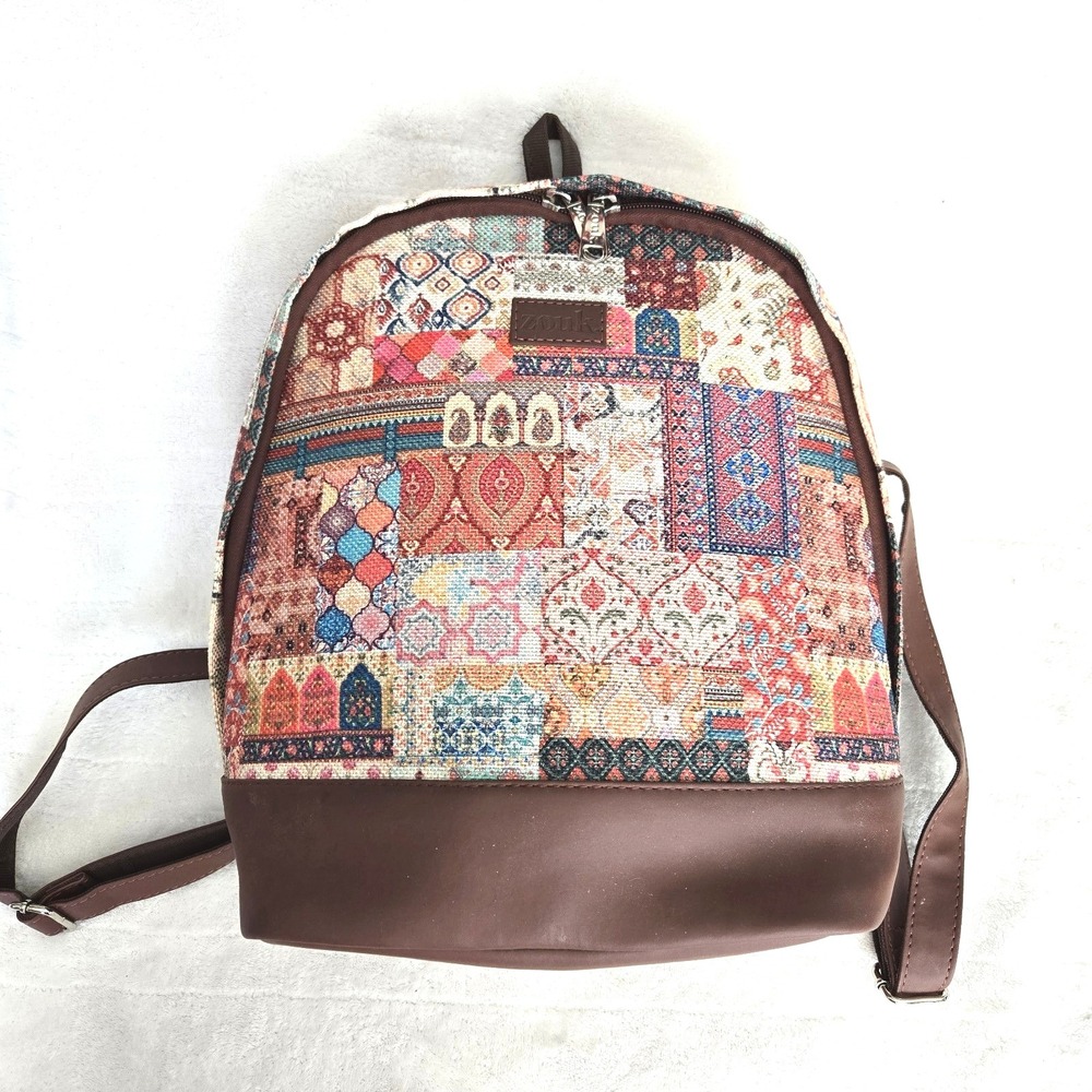 Zouk Colorful Ladies‎ Backpack Bag Vegan Leather Fabric Casual Collegiate